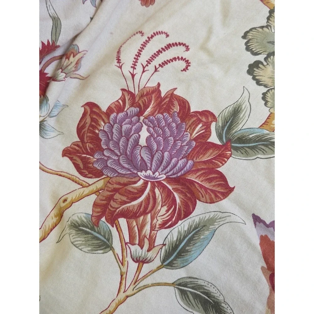 Waverly‎ Jacobean Floral Bird Reverse Stripe King Comforter 